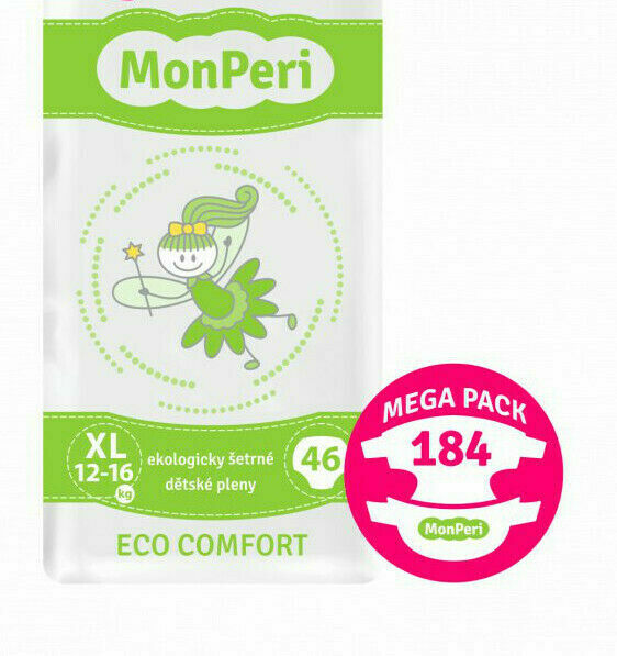 MonPeri Eco Comfort Mega Pack XL 12–16kg Eko Jednorázové dětské plenky 184ks porovnat ceny