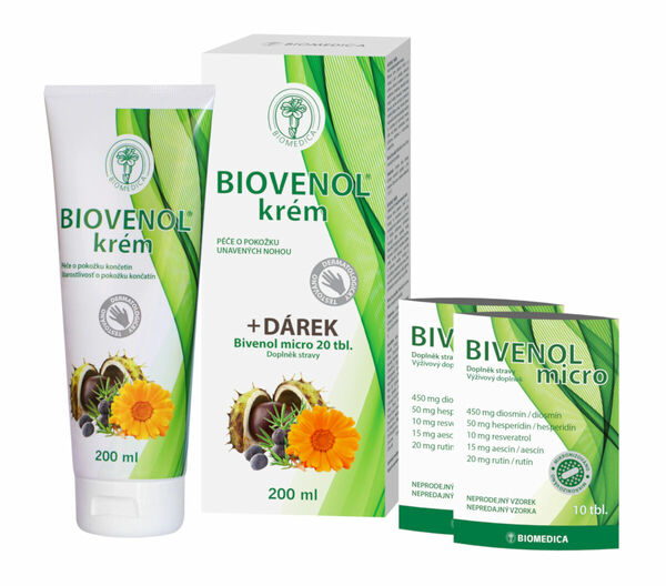 Biomedica Biovenol krém 200ml + Bivenol micro 20 tablet ZDARMA porovnat ceny