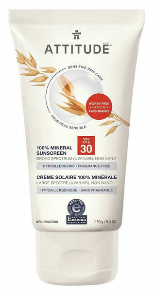 ATTITUDE 100% minerální opalovací krém SPF30 pro citlivou a atopickou pokožku bez vůně 150g porovnat ceny