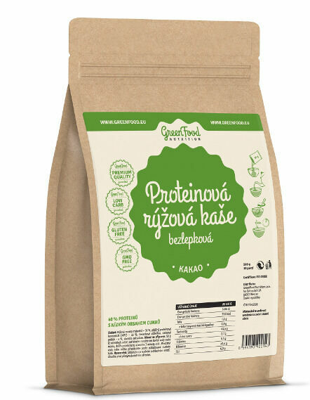 GreenFood Nutrition Proteinová rýžová kaše bezlepková kakaová 500g porovnat ceny