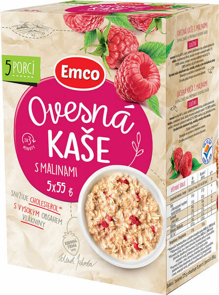 Emco Ovesná kaše s malinami 5x55g porovnat ceny