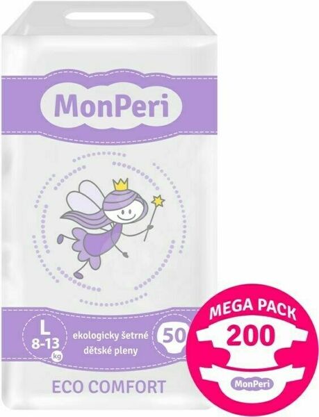 MonPeri Eco Comfort Mega Pack L 8–13kg Eko Jednorázové dětské plenky 200ks porovnat ceny