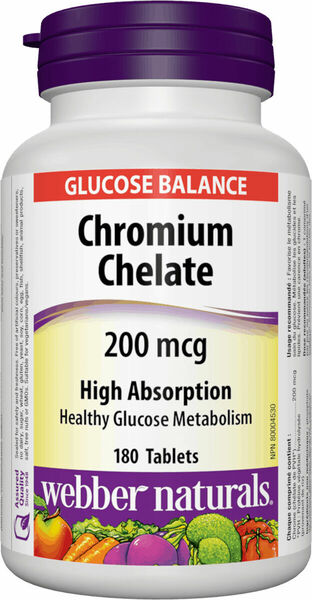 Webber Naturals Chrom Chelate 200mcg 180 tablet porovnat ceny