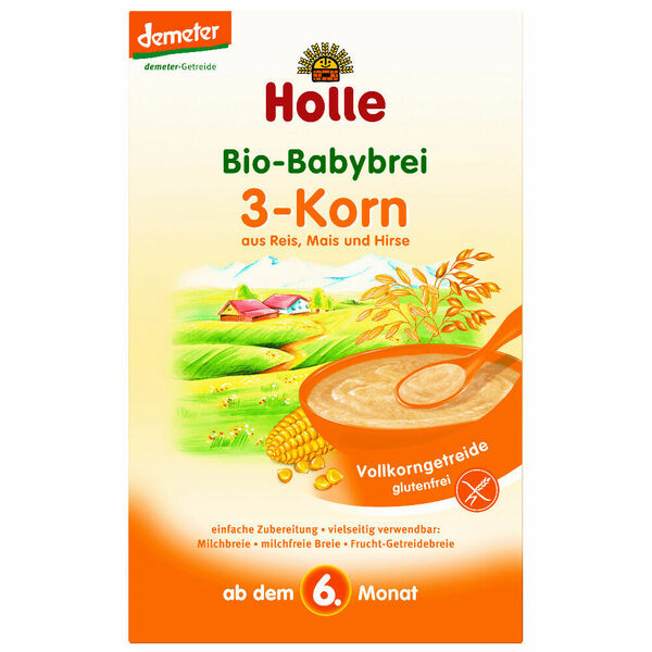 HOLLE Baby Bio kaše 3 druhy zrna bezmléčná 250 g porovnat ceny