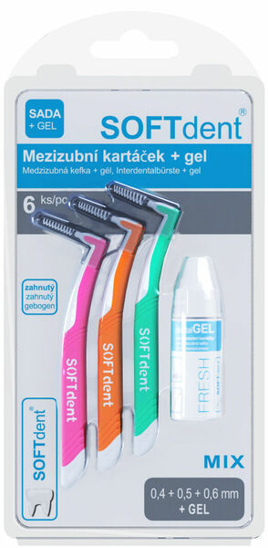 Mezizubní kartáčky MIX 6ks+gel SOFTdent porovnat ceny