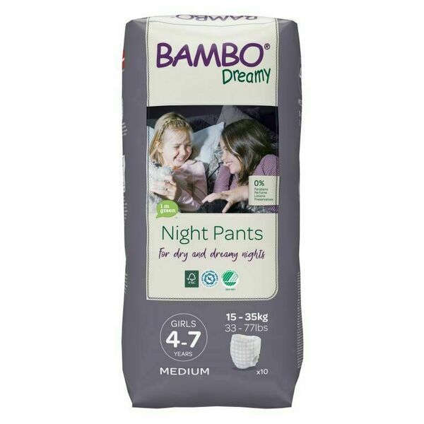 Bambo Dreamy Night Pants Girl 4-7 let 15-35 kg noční plenkové kalhotky 10 ks porovnat ceny