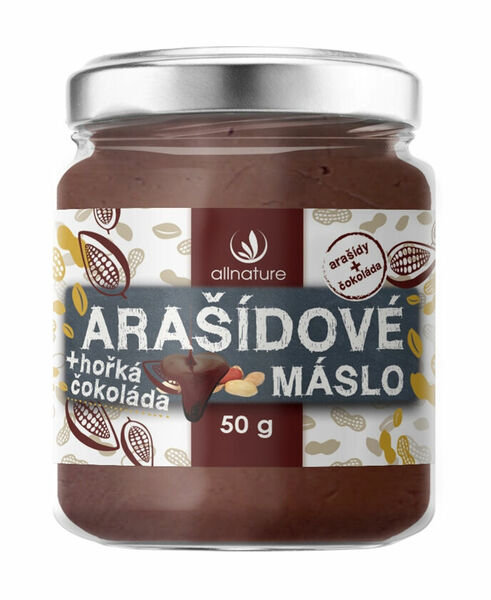 Allnature Arašídové máslo s hořkou čokoládou 50g porovnat ceny