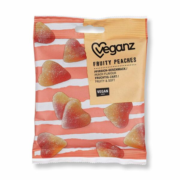 Veganz broskvová gumová srdíčka 100g porovnat ceny