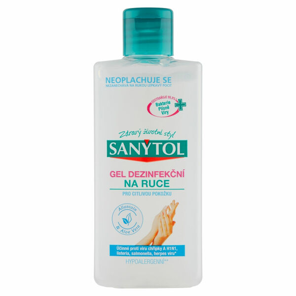 SANYTOL Dezinfekční gel na ruce Allantoin & Aloe Vera pro citlivou pokožku 75 ml porovnat ceny