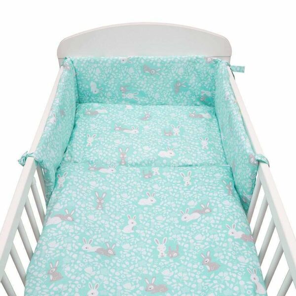 New Baby 3-dílné ložní povlečení 90/120 cm králíčci mátové porovnat ceny