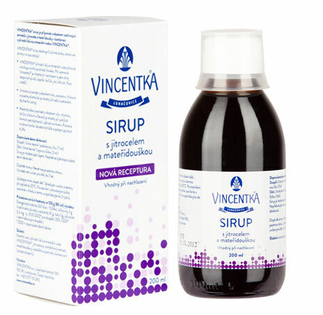 Vincentka Sirup s jitrocelem a mateřídouškou 200ml porovnat ceny