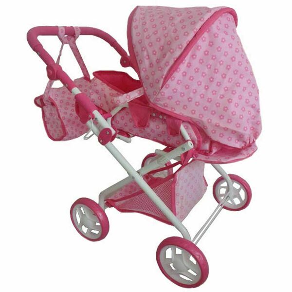 Dětský kočárek pro panenky 2v1 Baby Mix růžový s kytičkami porovnat ceny