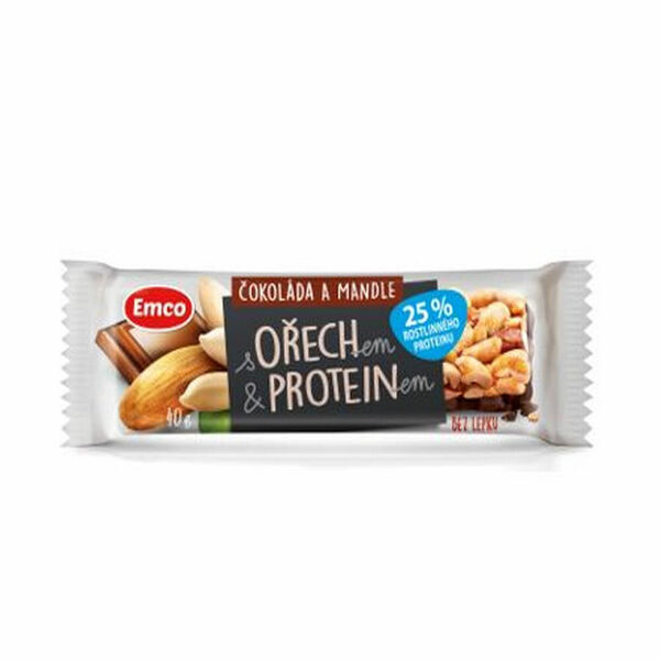 EMCO Tyčinka s ořechem a proteinem Čokoláda a mandle 40 g porovnat ceny