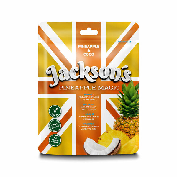JACKSON´S PINEAPPLE MAGIC Sušený ananasový snack s kokosovými Chipsy 50 g porovnat ceny