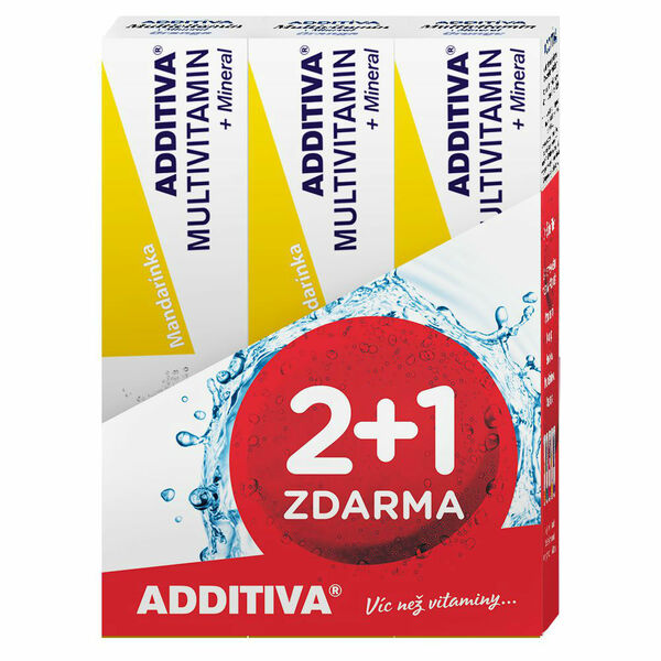 ADDITIVA sada multivitamin 2+1 mandarinka šumivé tablety 3 x 20ks porovnat ceny