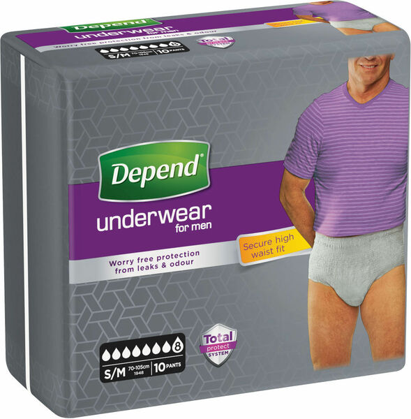 Inkontinenční kalhotky absorpční DEPEND Super S/M pro muže 10ks porovnat ceny