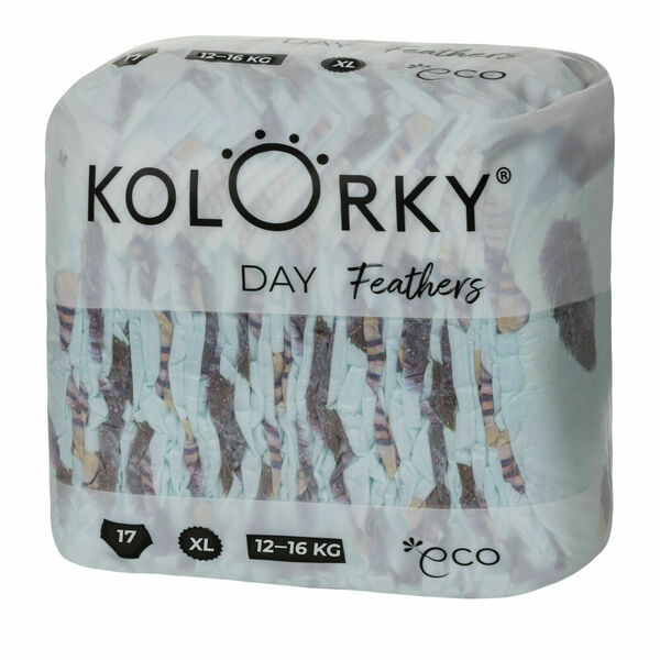 Kolorky DAY - peří - XL (12-16 kg) jednorázové eko plenky 17ks porovnat ceny