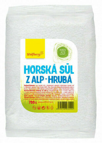 Wolfberry Horská sůl z Alp hrubá v sáčku 700g porovnat ceny