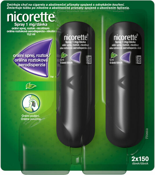 Nicorette® Spray 1mg/dávka, orální sprej, roztok 2x150 dávek porovnat ceny