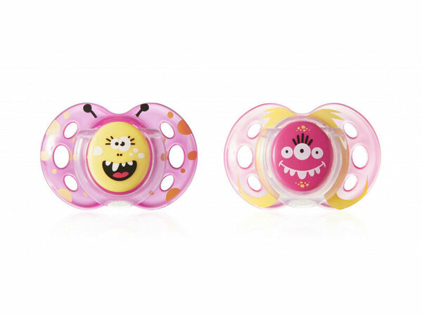 Tommee Tippee Šidítko C2N silikon Fun Girl 18-36m 2ks porovnat ceny