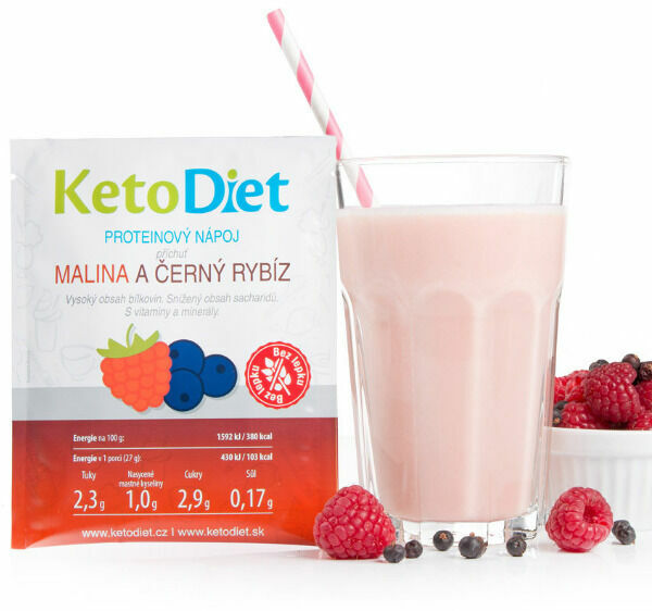 KetoDiet Proteinový nápoj malina a čený rybíz 7porcí porovnat ceny