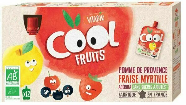 Vitabio ovocné BIO kapsičky Cool Fruits jablko, jahody, borůvky a acerola 12x90g porovnat ceny