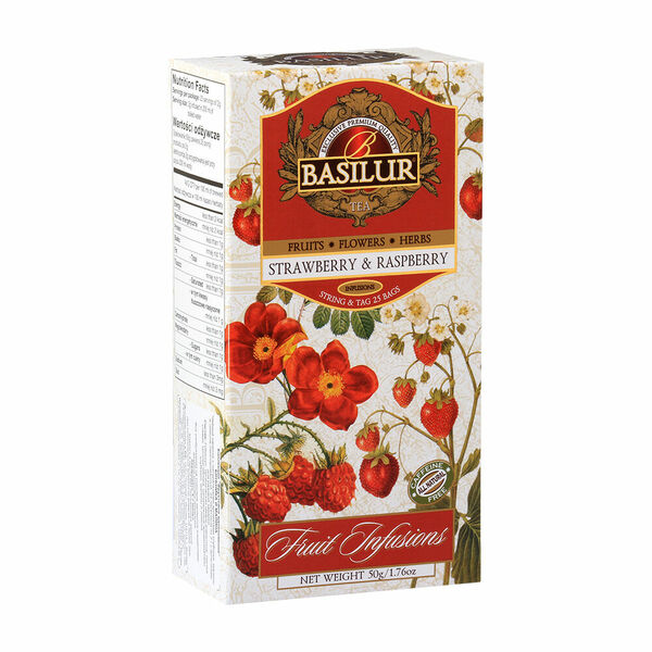 BASILUR Fruit Strawberry & Raspberry ovocný čaj 25 sáčků porovnat ceny