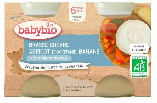 Babybio Brassé z kozího mléka meruňka banán 2x130g porovnat ceny