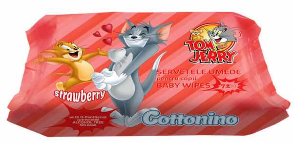 Cottonino Dětské vlhčené ubrousky Tom&Jerry jahoda 72ks porovnat ceny