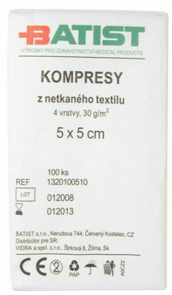 Batist  Kompres z netkaného textilu 5x5cm nesteril.100ks porovnat ceny