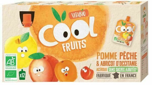 Vitabio Ovocné BIO kapsičky Cool Fruits jablko, broskev, meruňka a acerola 12x90g porovnat ceny