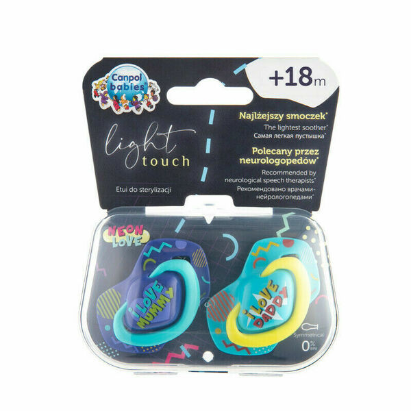 Canpol babies Light Touch Neon Love set dudlíků 18+ měsíců modrý 2ks porovnat ceny