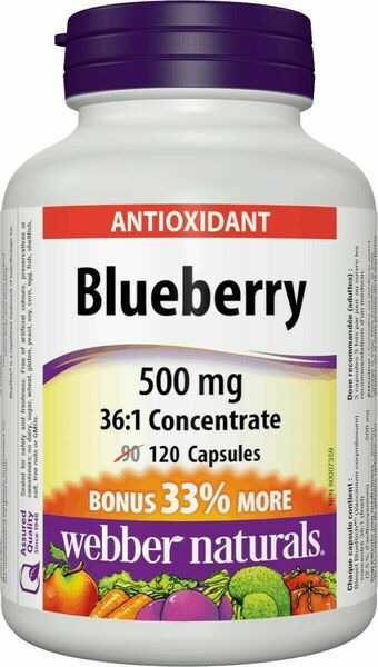 Webber Naturals Borůvky - blueberry 500mg 120 kapslí porovnat ceny