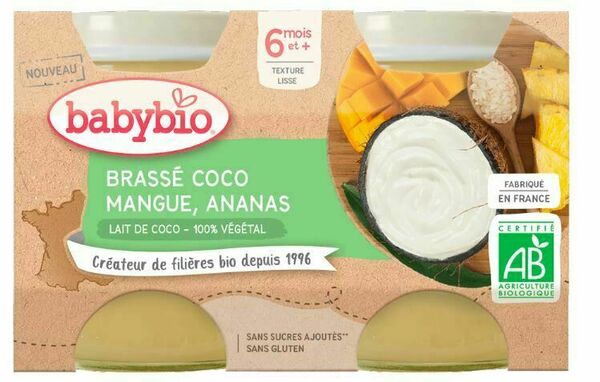 Babybio Brassé z kokosového mléka mango ananas 2x130g porovnat ceny