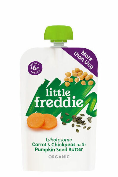 Little Freddie Zdravá zeleninová směs z mrkve, cizrny a másla z dýňových semínek 120g porovnat ceny
