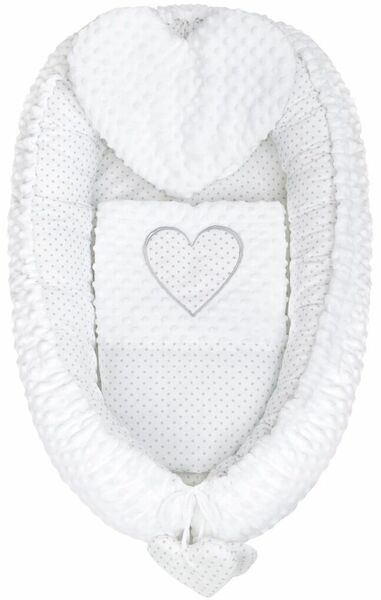 New Baby Luxusní hnízdečko s polštářkem a peřinkou Srdíčko bílé porovnat ceny