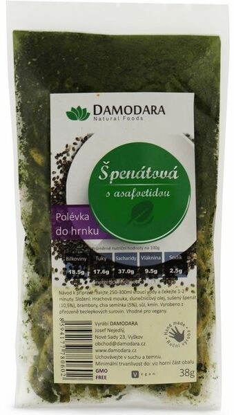 Damodara Instantní polévka spenátová s asafoetidou 38g porovnat ceny