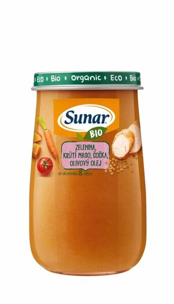 Sunar Bio Zelenina, krůtí maso, čočka, olivový olej 190g porovnat ceny