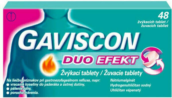 Gaviscon Duo Efekt Žvýkací tablety 48ks porovnat ceny