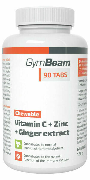GymBeam Vitamín C + Zinek + extrakt ze zázvoru 90 tablet na cucání porovnat ceny