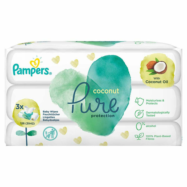 PAMPERS Coconut Pure Dětské čisticí ubrousky 3x 42 ks porovnat ceny