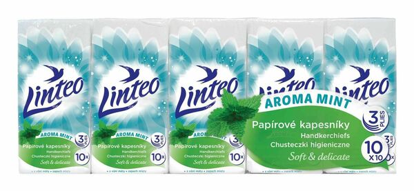 Linteo papírové kapesníky 3vrstvé - máta 10x10ks porovnat ceny