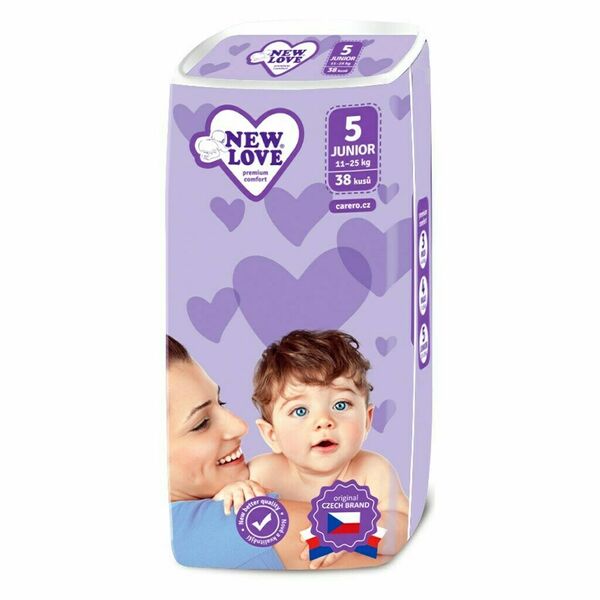 Dětské jednorázové pleny New Love 5 JUNIOR 11-25 kg 38 ks porovnat ceny