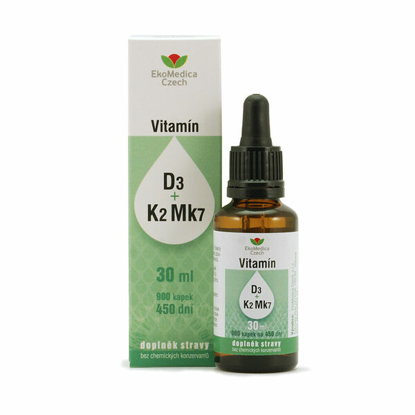 EKOMEDICA Vitamín D3 + K2 Mk7 kapky 30 ml porovnat ceny