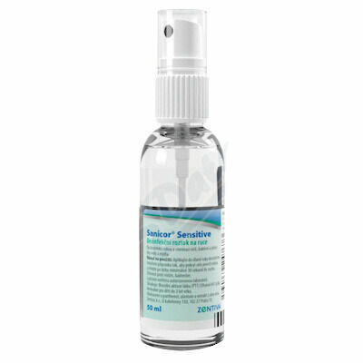Sanicor Sensitive dezinfekční roztok na ruce 50ml porovnat ceny
