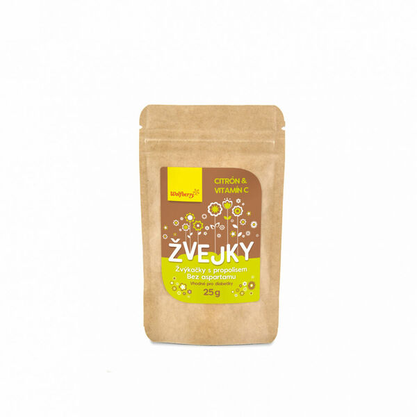 WOLFBERRY Žvejky s propolisem, citrón + vitamín C 25 g porovnat ceny