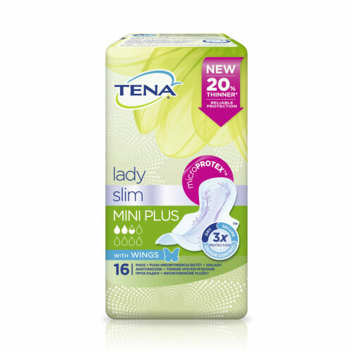 TENA LADY SLIM MINI PLUS WINGS VLOŽKY ABSORPČNÍ,275ML,16KS porovnat ceny