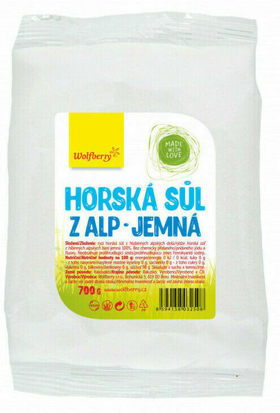 Wolfberry Horská sůl z Alp jemná v sáčku 700g porovnat ceny