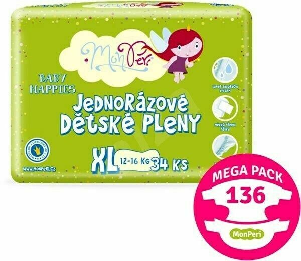 MonPeri Klasik Mega Pack XL 12-16kg Eko Jednorázové dětské pleny 136ks porovnat ceny