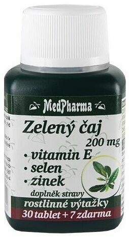 MedPharma Zelený čaj 200mg +Vitamin E+Selen+Zinek 37 tablet porovnat ceny